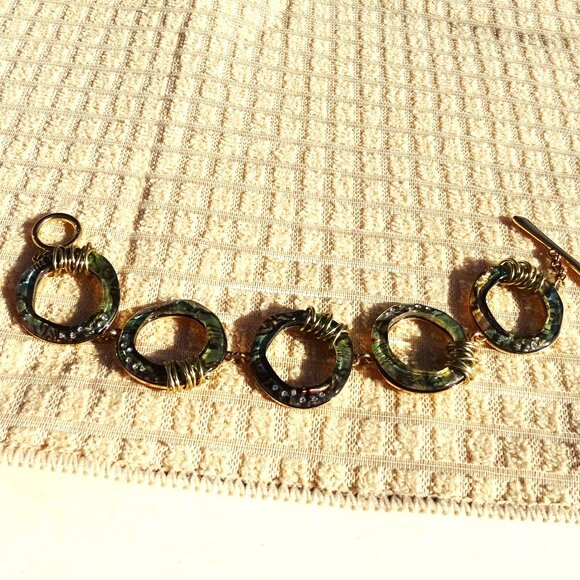 Robert Lee Morris Soho Signed Mother of Pearl Silver Plated Bracelet - Picture 1 of 8